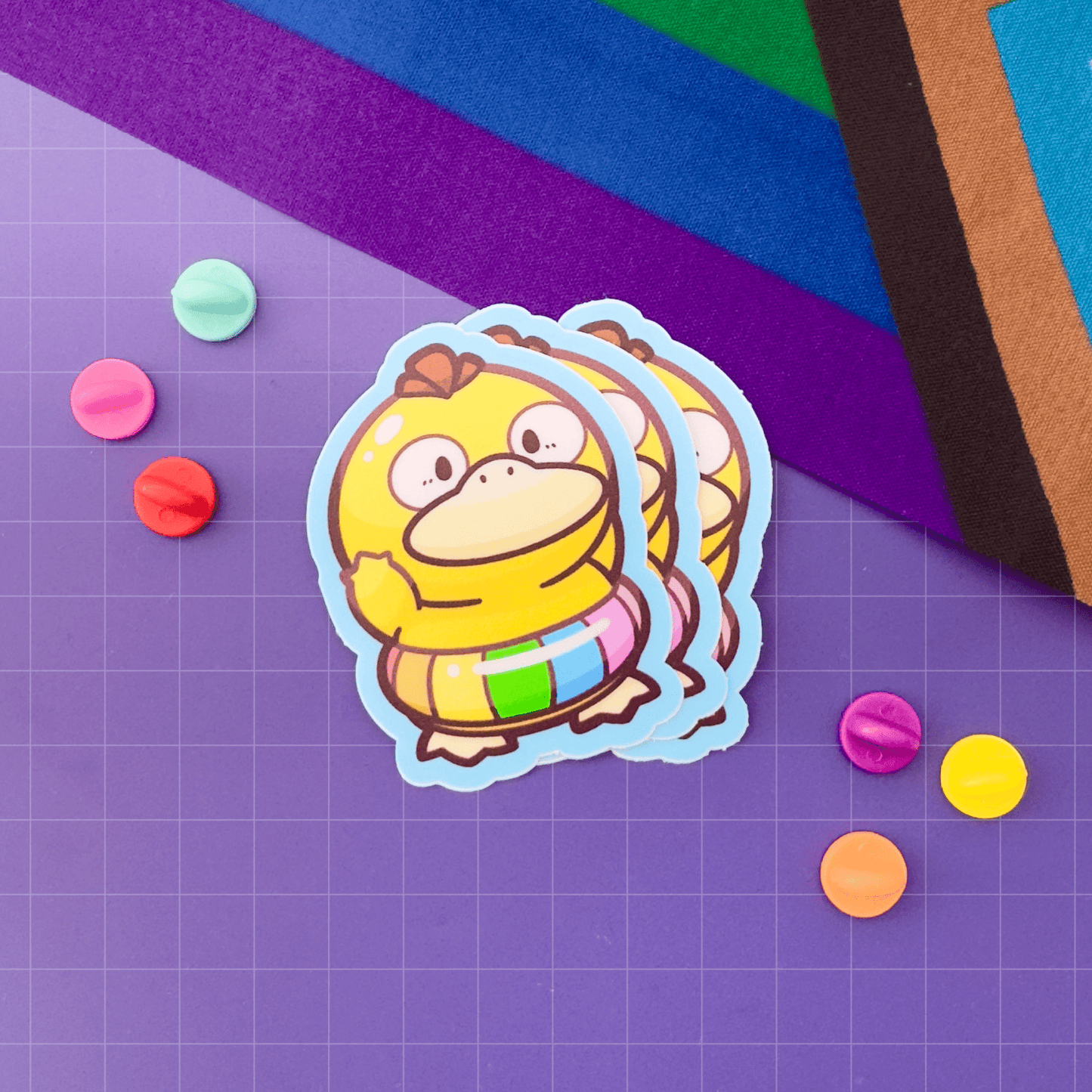 Psyduck Rainbow PokéPRIDE Sticker - HeyyoJojo