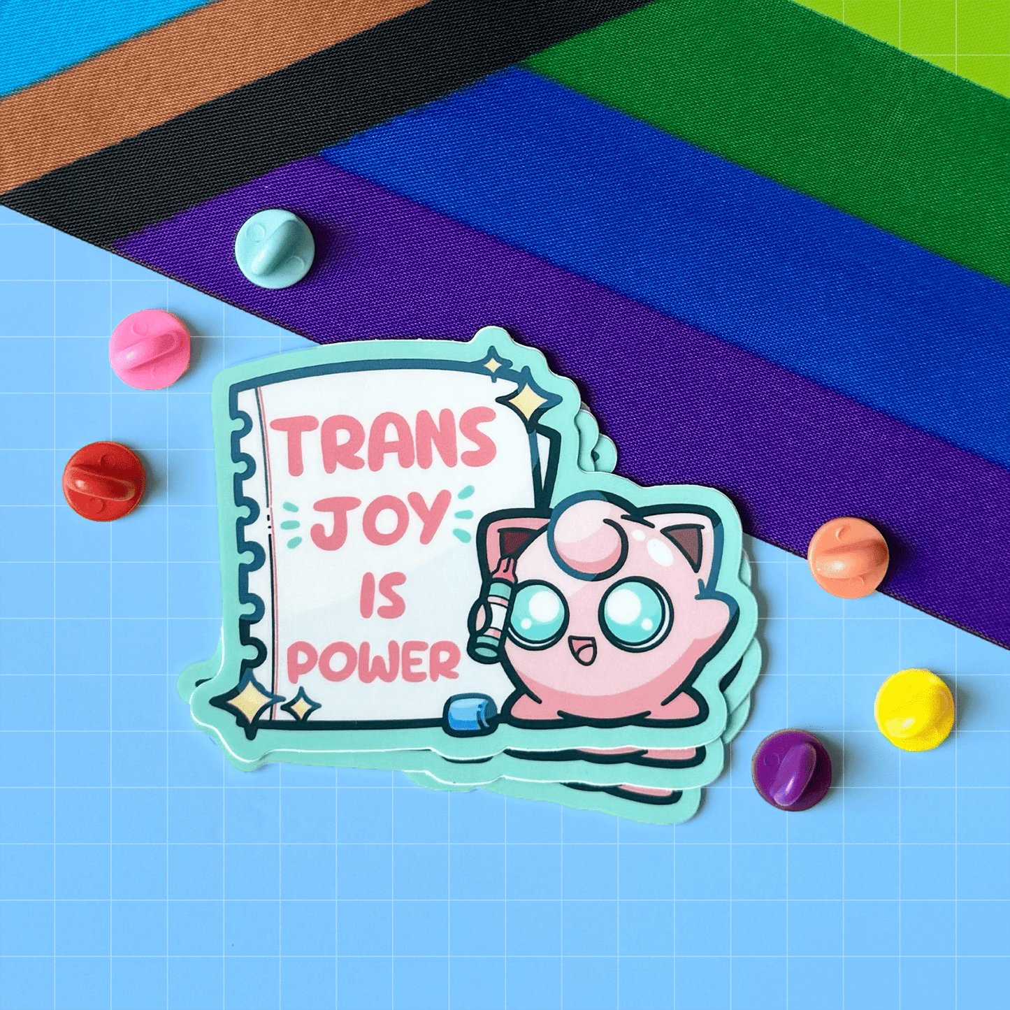 Trans Joy Jigglypuff PokéPRIDE Sticker - HeyyoJojo