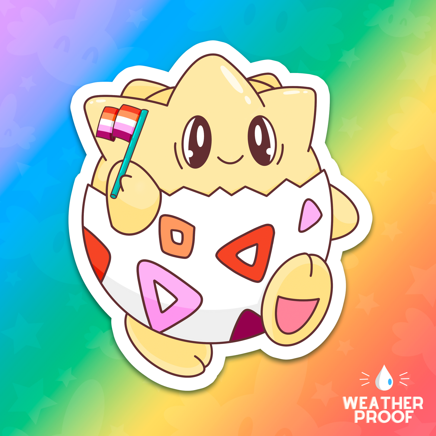 Pride Flag Togepi Sticker | WEATHERPROOF