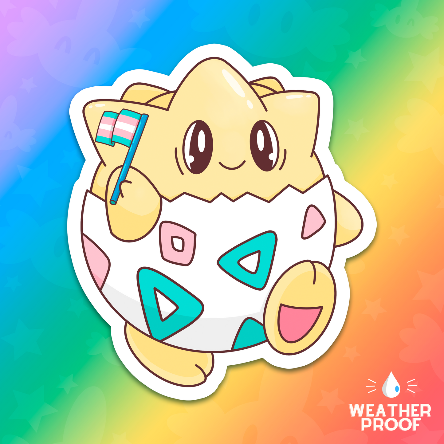 Pride Flag Togepi Sticker | WEATHERPROOF